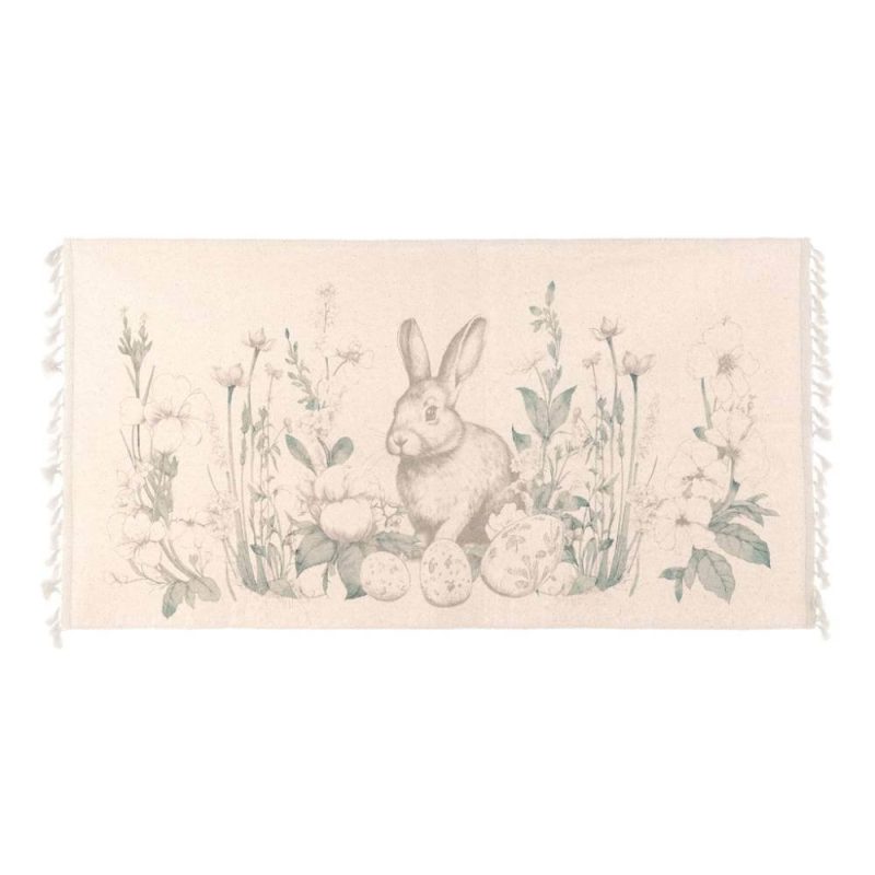 Tappeto con Frange – Le Jardin des Lapins di BLANC MARICLO'