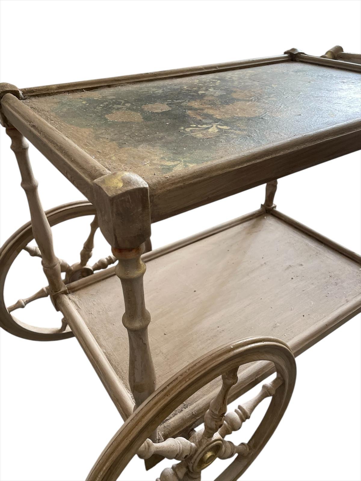 carrello portavivande vintage ,dipinto a mamo