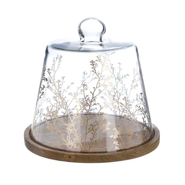 campana di vetro decorato con base in legno Blancmariclo