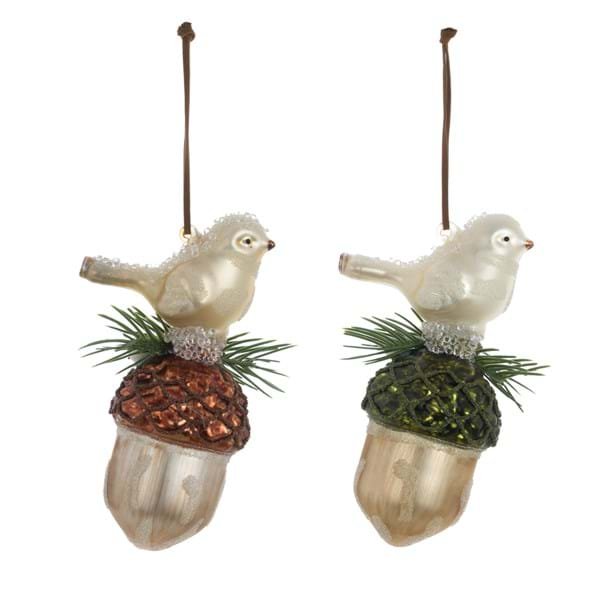 Decorazione in vetro ghianda cin uccellino di Blancmariclo