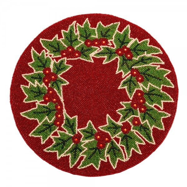 SET 2Tovagliette Tonde Agrifoglio di perline di Lamart