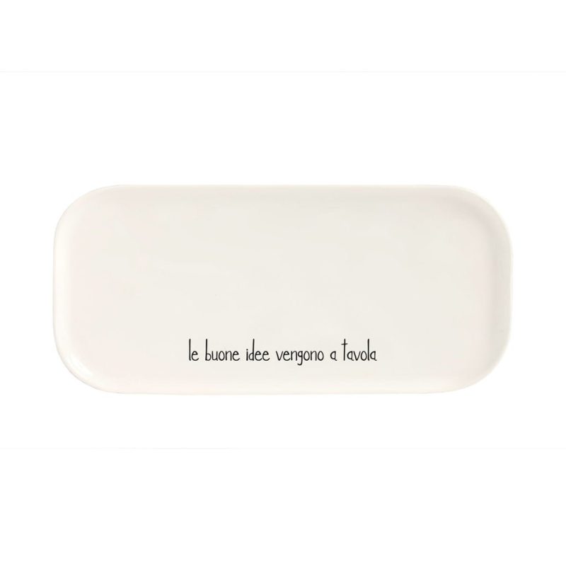 Vassoio rettangolare con scritta "Le buone idee vengono a tavola"di Simple Day