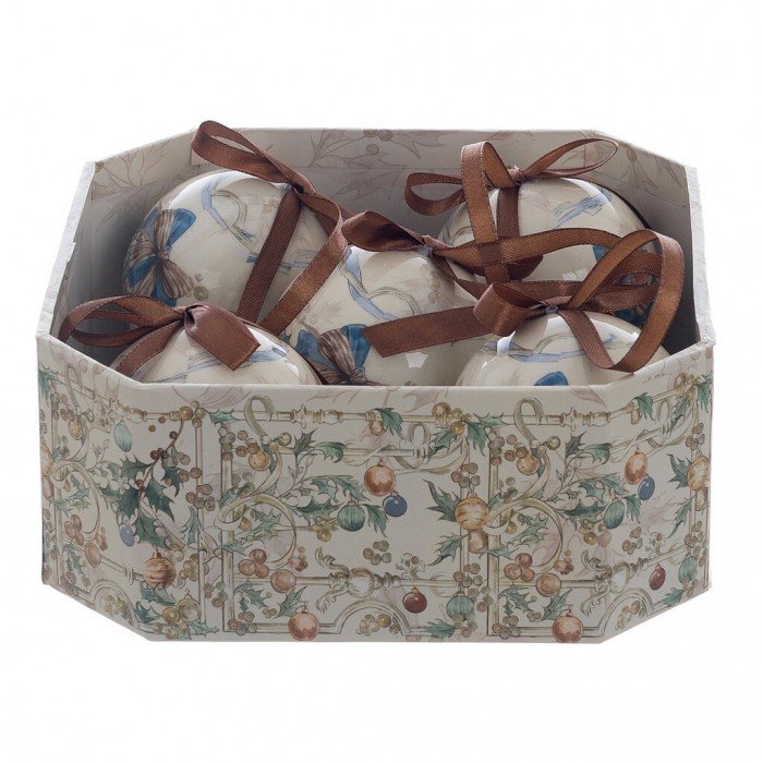 SCATOLA OTTAGONALE CON 5 sfere coll intrecci di Sogno Blanc Mariclo