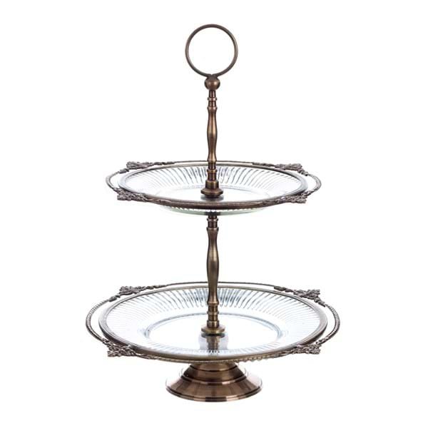 Alzata 2 piani vetro e ottone  di Blancmariclo