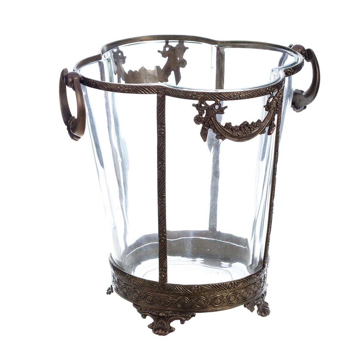 Vaso in vetro  con fregi in ottone .di Blancmariclo