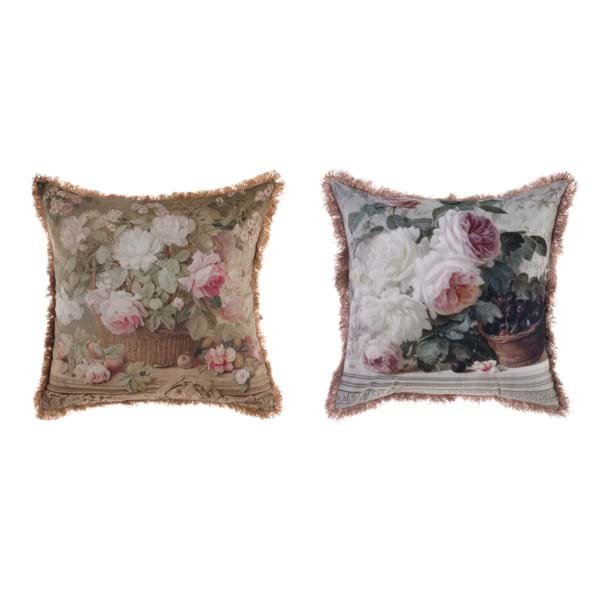 Cuscino in velluto  assortito stampato con frange di Blancmariclo