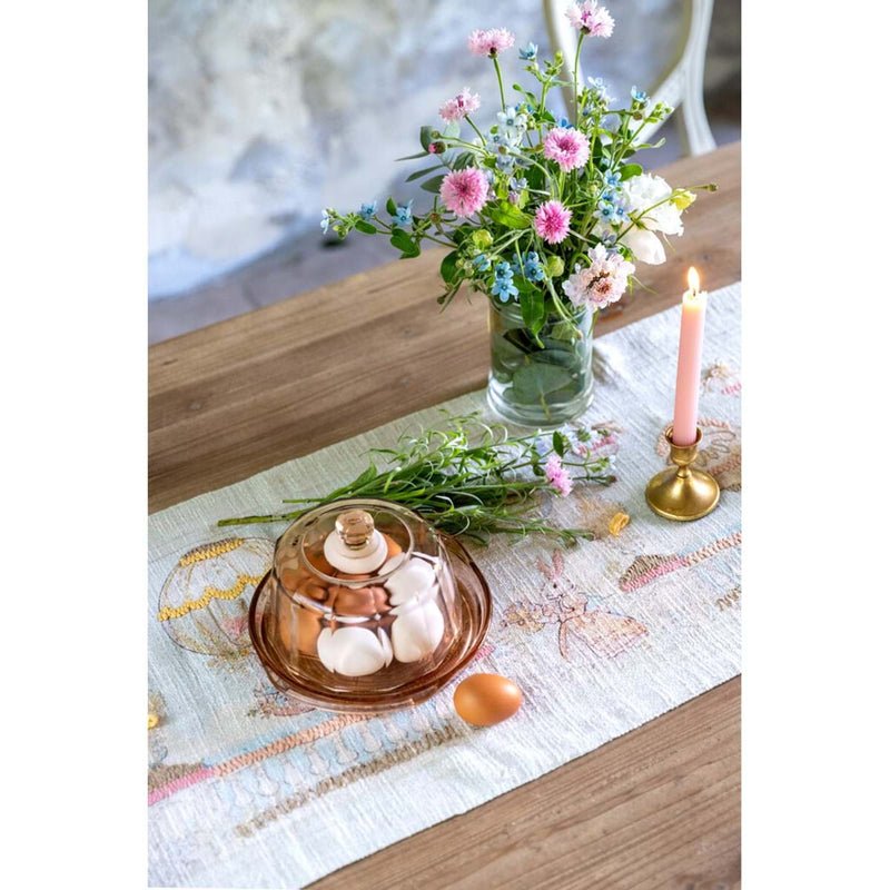 Runner Ricamato e stampato pasquale con Nappe "ROCOCO COLLECTION"Blanc Mariclò - immagine 2