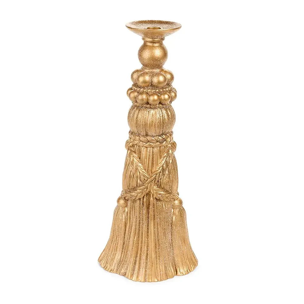Portacandela  coll. Silent Gold intreccio oro in resina 40 cm  di Nuvole di Stoffa